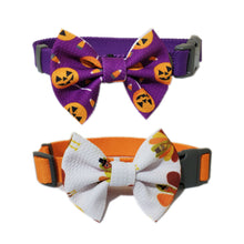 Load image into Gallery viewer, P.Y.T. PET_ Fall Halloween Thanksgiving Dog Collars, Collar décor,Detachable Embellishment,Pumpkin, Bat,Owl, Bow Tie, Holiday Home Accessory