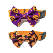 Load image into Gallery viewer, P.Y.T. PET_ Fall Halloween Thanksgiving Dog Collars, Collar décor,Detachable Embellishment,Pumpkin, Bat,Owl, Bow Tie, Holiday Home Accessory