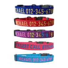 Load image into Gallery viewer, P.Y.T. Pet 15 Colors Personalized Dog Collars, Custom Embroidered with Pet Name and Phone Number- Lake Blue