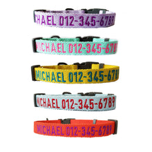 Load image into Gallery viewer, P.Y.T. Pet 15 Colors Personalized Dog Collars, Custom Embroidered with Pet Name and Phone Number- Light Blue