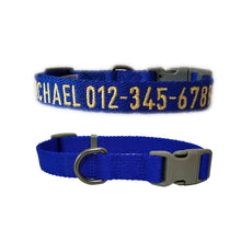 Load image into Gallery viewer, P.Y.T. Pet 15 Colors Personalized Dog Collars, Custom Embroidered with Pet Name and Phone Number- Royal Blue