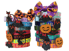 Load image into Gallery viewer, P.Y.T. Pet Fall Halloween Thanksgiving Collar décor, Detachable Embellishment, Pumpkin, Bat,Owl, Bow Tie, Holiday Home Accessory