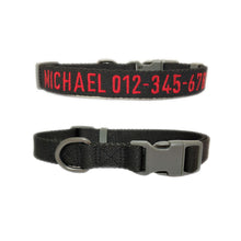 Load image into Gallery viewer, P.Y.T. Pet 15 Colors Personalized Dog Collars, Custom Embroidered with Pet Name and Phone Number- Black