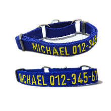 Load image into Gallery viewer, P.Y.T. Pet_Personalized Martingale Dog Collar Customized with Embroidered phone and name, ID Collar Small Medium Large Size for Boy Girl Dog-Royal Blue