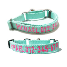 Load image into Gallery viewer, P.Y.T. Pet_Personalized Martingale Dog Collar Customized with Embroidered phone and name, ID Collar Small Medium Large Size for Boy Girl Dog-Light Green