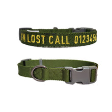 Load image into Gallery viewer, P.Y.T. Pet 15 Colors Personalized Dog Collars, Custom Embroidered with Pet Name and Phone Number- Military Green