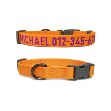 Load image into Gallery viewer, P.Y.T. Pet 15 Colors Personalized Dog Collars, Custom Embroidered with Pet Name and Phone Number- Pumpkin