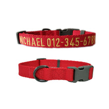 Load image into Gallery viewer, P.Y.T. Pet 15 Colors Personalized Dog Collars, Custom Embroidered with Pet Name and Phone Number- Red