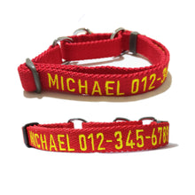 Load image into Gallery viewer, P.Y.T. Pet_Personalized Martingale Dog Collar Customized with Embroidered phone and name, ID Collar Small Medium Large Size for Boy Girl Dog-Red