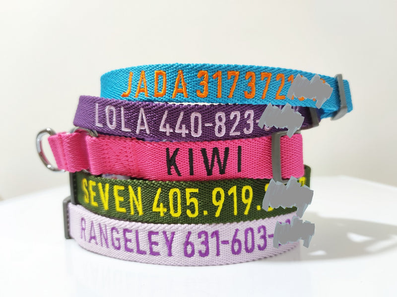 P.Y.T.PET_Personalized Dog Collar_Martingale Dog Collar_ Customized with Embroidered Name and Phone Number