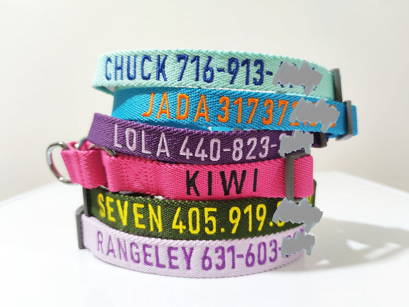 P.Y.T. PET Embroidered Dog Collars-Customized with Embroidered Phone and Name ID Collar for Small Medium Large Size Boy or Girl Dogs