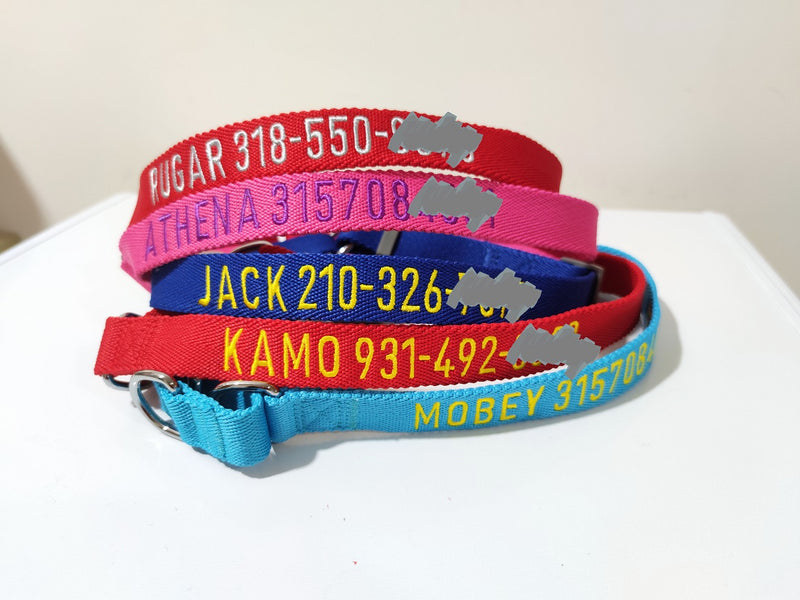 P.Y.T. PET Embroidered Dog Collars-Customized with Embroidered Phone and Name ID Collar for Small Medium Large Size Boy or Girl Dogs