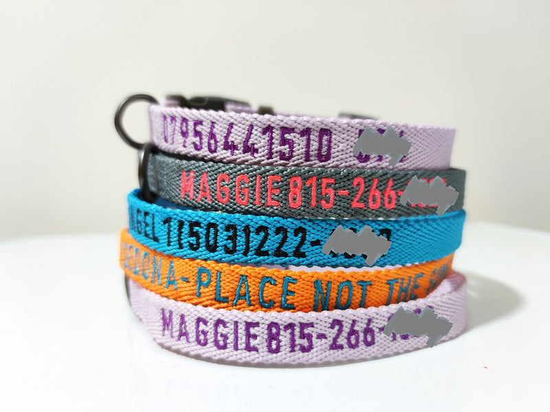 P.Y.T. PET Embroidered Dog Collars-Customized with Embroidered Phone and Name ID Collar for Small Medium Large Size Boy or Girl Dogs