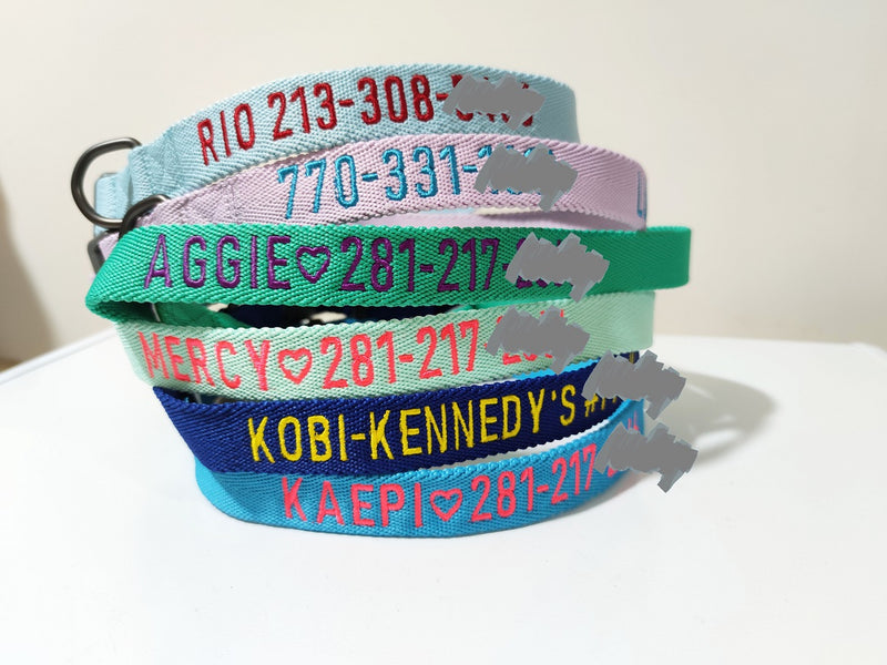 P.Y.T. PET Embroidered Dog Collars-Customized with Embroidered Phone and Name ID Collar for Small Medium Large Size Boy or Girl Dogs