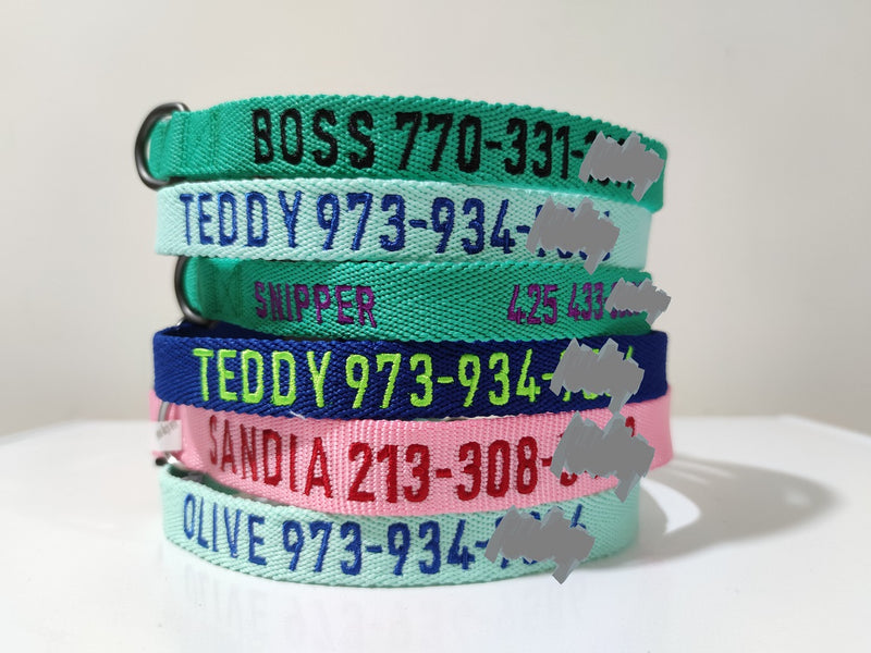 P.Y.T. PET Embroidered Dog Collars-Customized with Embroidered Phone and Name ID Collar for Small Medium Large Size Boy or Girl Dogs