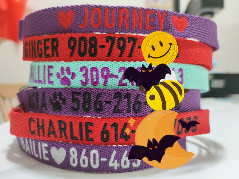 P.Y.T. PET Embroidered Dog Collars-Customized with Embroidered Phone and Name ID Collar for Small Medium Large Size Boy or Girl Dogs