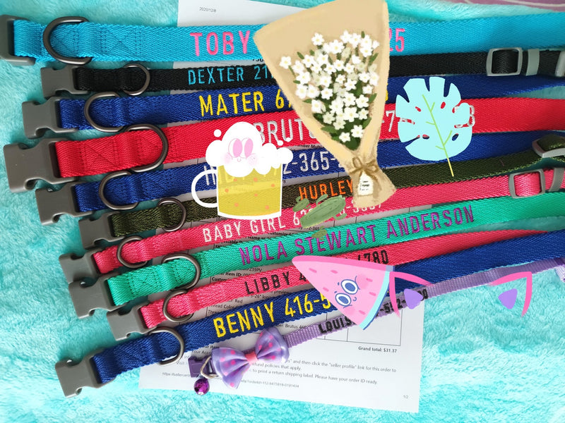 P.Y.T. PET Personalized Dog Collars-Multi Colored Collars