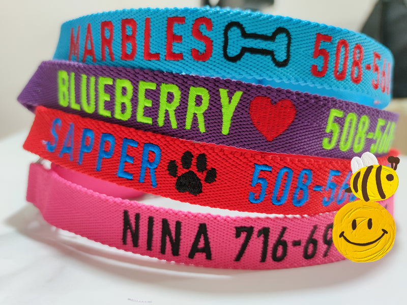 P.Y.T. PET Embroidered Dog Collars-Customized with Embroidered Phone and Name ID Collar for Small Medium Large Size Boy or Girl Dogs