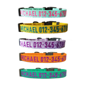 P.Y.T. Pet 15 Colors Personalized Dog Collars, Custom Embroidered with Pet Name and Phone Number- Green