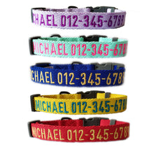 Load image into Gallery viewer, P.Y.T. Pet 15 Colors Personalized Dog Collars, Custom Embroidered with Pet Name and Phone Number- Light Green

