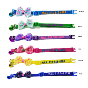 P.Y.T. PET BUY 1 GET 2 Personalized Cat, Small Dog Collars, Customized Embroidered Cat Collar with Name and Phone Number, ID Collar with Bell, Bow Tie