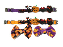 Load image into Gallery viewer, P.Y.T. Pet Fall Halloween Thanksgiving Collar décor, Detachable Embellishment, Pumpkin, Bat,Owl, Bow Tie, Holiday Home Accessory
