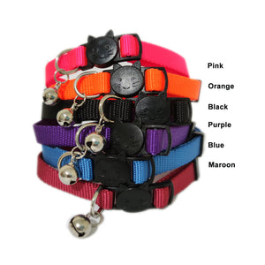 P.Y.T. Pet 1 Pack of 2_6 Colors Classic Solid Cat Collars - Adjustable Cat Collars with Breakaway Clasp and Bell