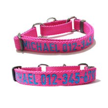 Load image into Gallery viewer, P.Y.T. Pet_Personalized Martingale Dog Collar Customized with Embroidered phone and name, ID Collar Small Medium Large Size for Boy Girl Dog-Pink
