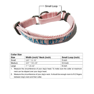 P.Y.T. Pet_Personalized Martingale Dog Collar Customized with Embroidered phone and name, ID Collar Small Medium Large Size for Boy Girl Dog-Pink