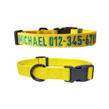 Load image into Gallery viewer, P.Y.T. Pet 15 Colors Personalized Dog Collars, Custom Embroidered with Pet Name and Phone Number- Yellow
