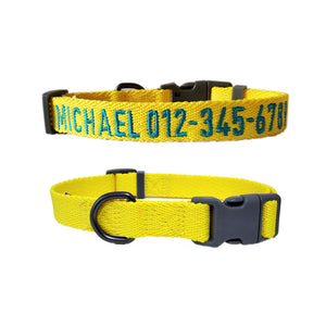 P.Y.T. Pet 15 Colors Personalized Dog Collars, Custom Embroidered with Pet Name and Phone Number- Yellow